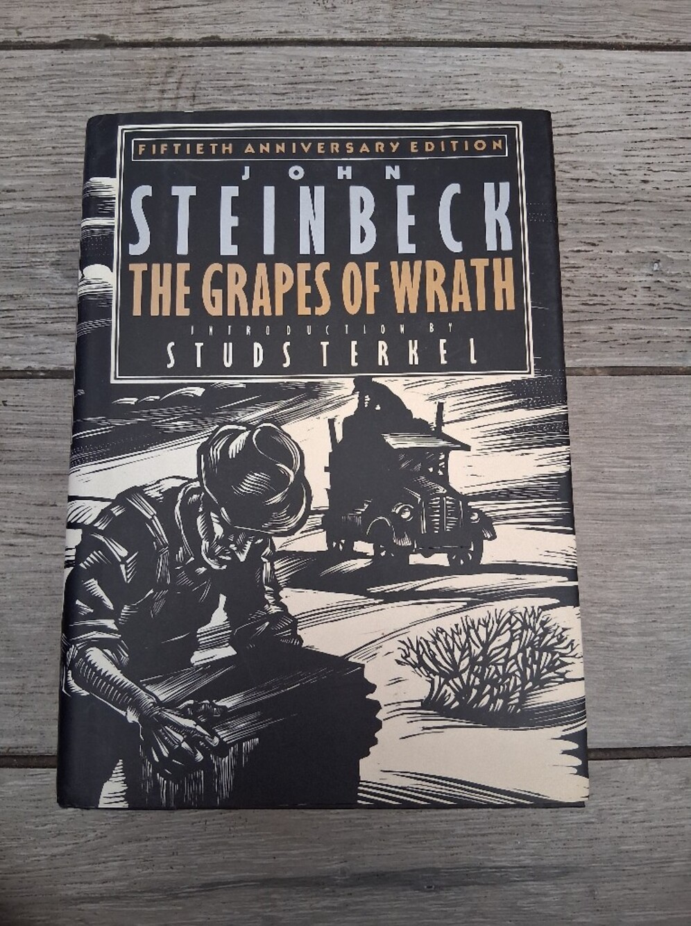 The Grapes of Wrath Wall Art Print - Black & Cream by John Steinbeck